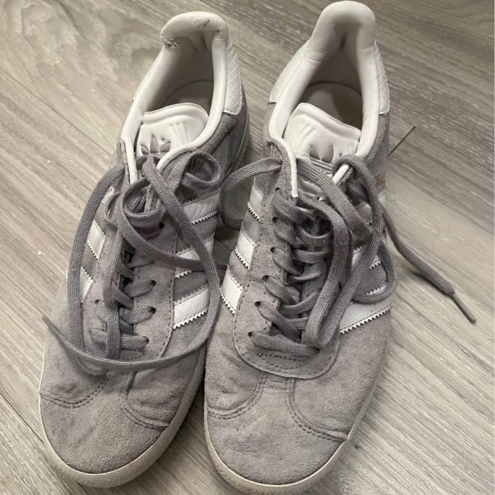 Adidas Gray and White Suede Sneakers